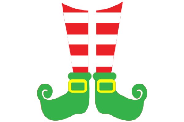 Stylish Red and White Striped Boots with a Green Shoe Design