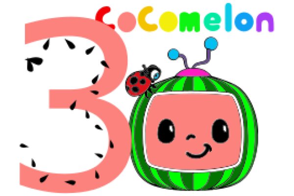 Cute Cartoon Character Celebrates 3rd Birthday with Colorful Cake and Bubbly Balloons