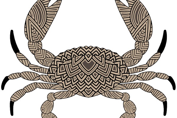 Stylized Lobster Illustration with Intricate Patterns
