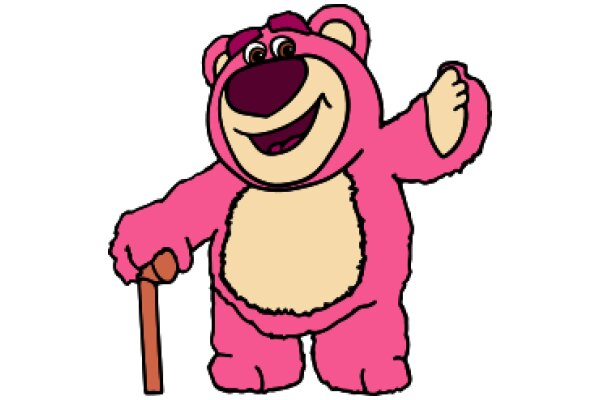 A Friendly Pink Bear with a Cane, Ready for an Adventure!