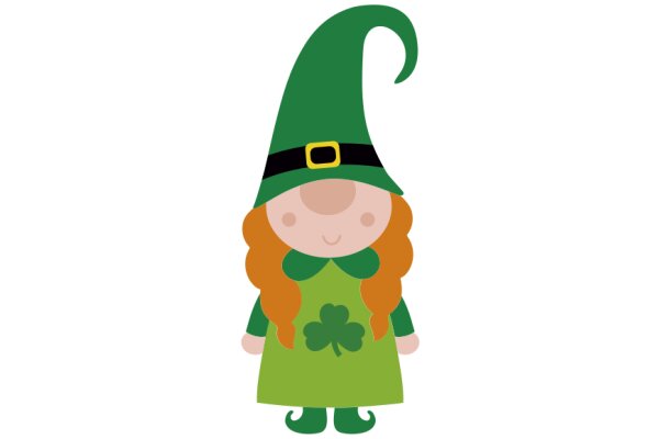 A Stylish St. Patrick's Day Character: A Green Dress with a Clover Design and a Warm Smile