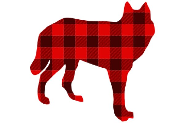 Stylized Red and Black Checkered Dog Silhouette