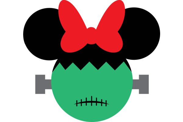 A Stylized Character with a Red Bow and a Green Body, Representing a Minion from the Despicable Me Franchise