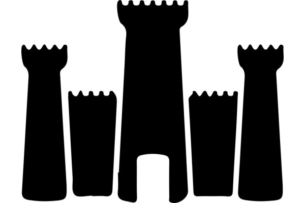 A Silhouette of Architectural Elements: A Tower, Two Pillars, and a Cupola