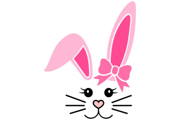 Adorable Pink Bunny with a Bow and Ears