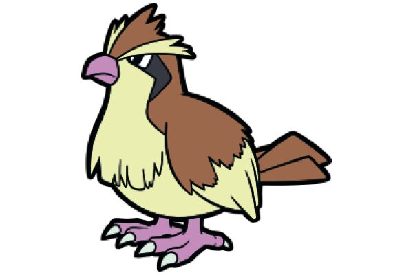 An Adorable Cartoon Bird with a Purple Beak