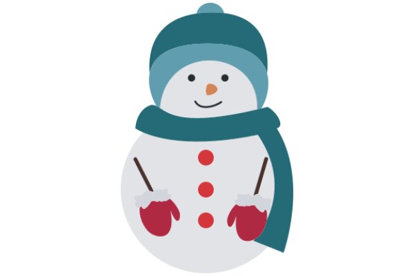 A Friendly Snowman with a Smile and a Candy Cane
