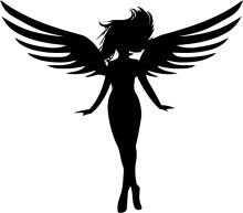 Silhouette of an Angelic Figure with Wings