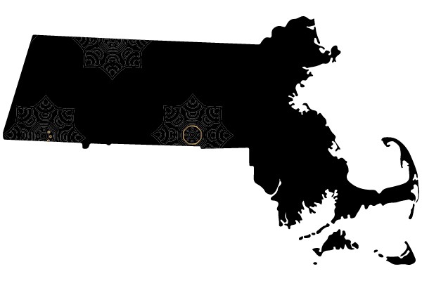 Stylized Map of the United States with Decorative Patterns