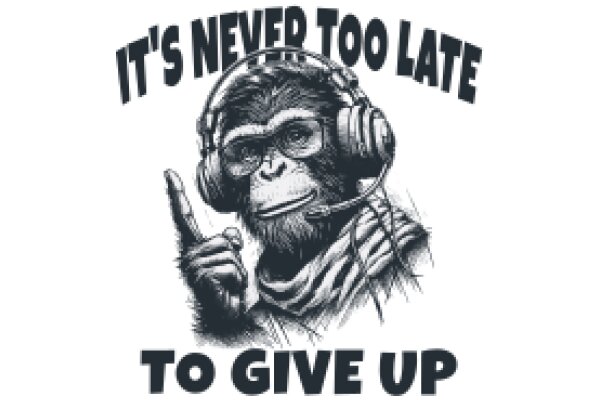 Monkey's Motivational Poster: 'It's Never Too Late to Give Up'