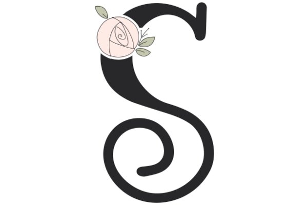 Stylized Letter 'S' with a Rose and Leaf Design