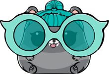 A Whimsical Character with a Unique Perspective: A Cartoon Character with Large Glasses and a Blue Hat