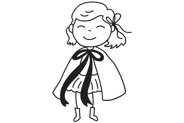A Whimsical Illustration of a Young Girl in a Cape and Bowtie