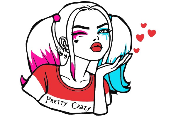 Whimsical Kiss: A Colorful Cartoon Expression