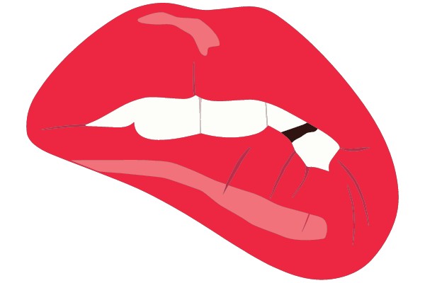 Colorful Digital Illustration of Lips with a Missing Tooth