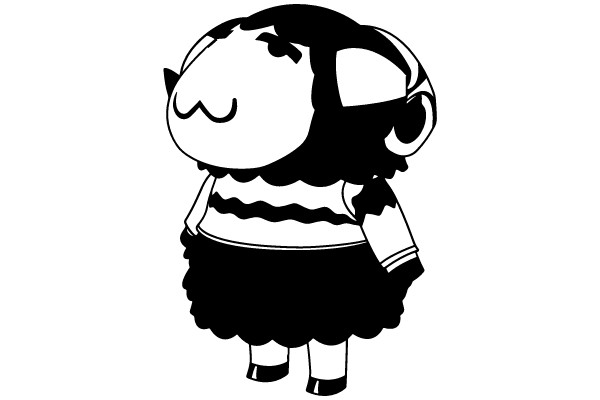 Monochrome Sheep Figure: A Playful Silhouette