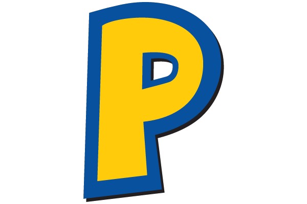 Bold Yellow and Blue Letter 'P'