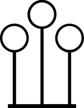 A Simple Line Drawing of Four Circles on Sticks