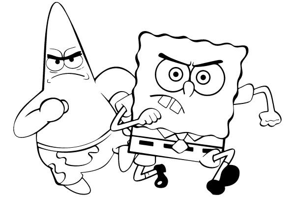 Squidward and Spongebob in Action