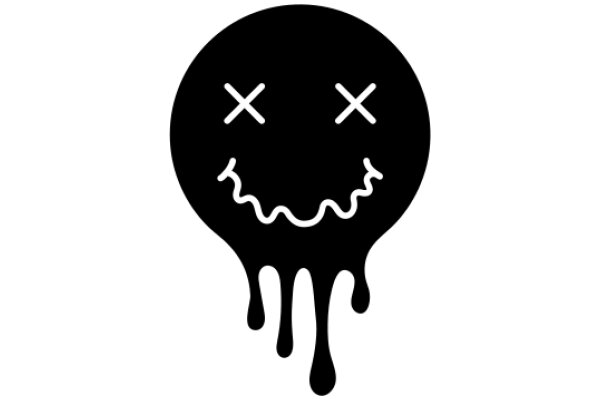 Emotional Expression in a Minimalist Style: A Icon of a Smiling Face with Drops of Sweat