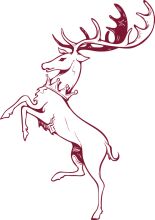 A Majestic Deer with Antlers and a Crown, Elevated in a Stylized Artwork