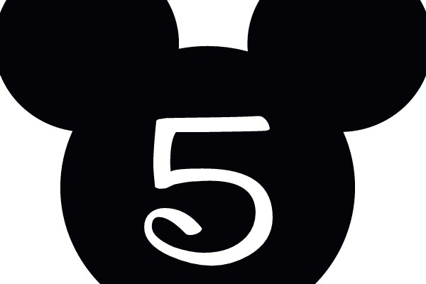 Mickey Mouse Head with Number 5