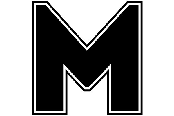 Bold Black Letter M on White Background