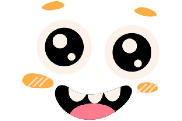 A Playful Cartoon Character with a Big Smile and Eyes, Featuring a Yellow Fish-like Ear and a Pink Tongue.