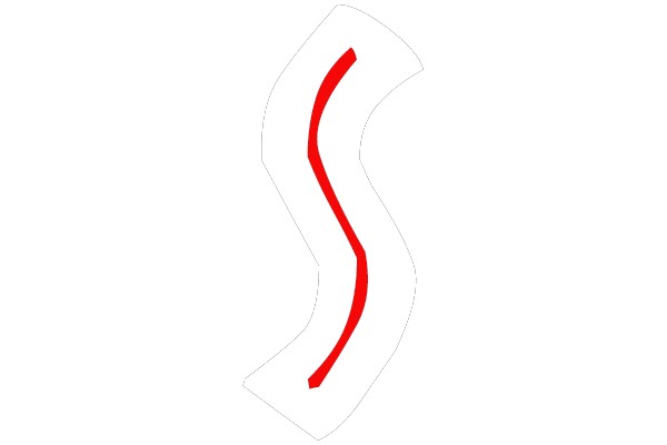 Red Curved Line Inside White Outline