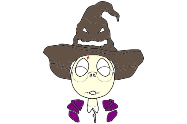 A Whimsical Fusion of Halloween and Steampunk: The Adventure of a Purple-Eyed Character with a Witch's Hat and a Steampunk Heart