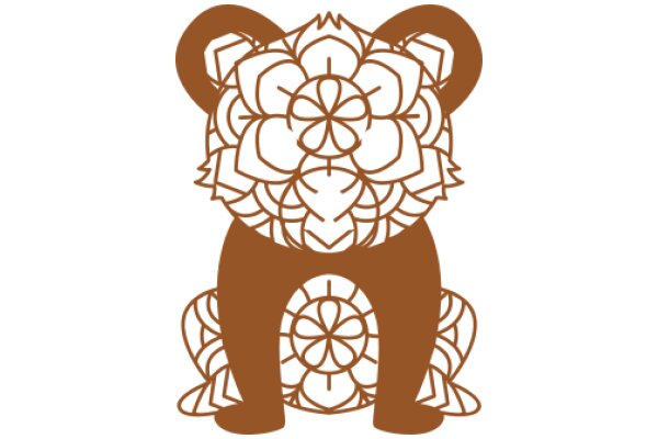 Stylized Brown Bear Design with Floral Patterns
