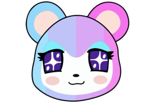 Cute Cartoon Character: A Purple and Blue Monster with Pink Eyes and Ears