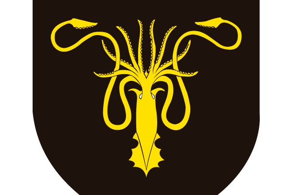 Dark Shield with Gold Octopus: A Heraldic Emblem