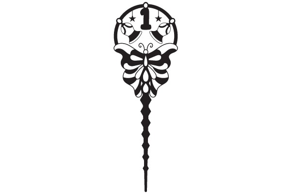 Stylized Butterfly with Number One in Center