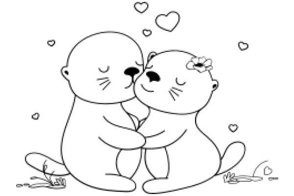 A Heartwarming Moment: Two Cartoon Animals Share a Hug