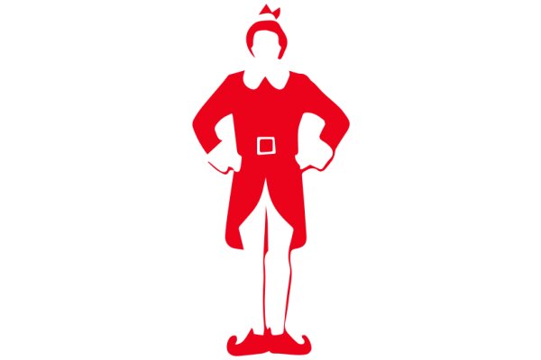 A Red Silhouette of a Christmas Elf