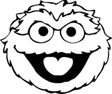 A Whimsical Character: A Black and White Illustration of a Smiling Creature with Eyes and a Heart