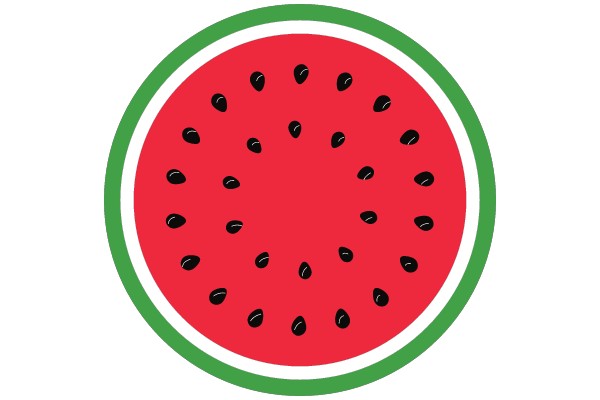 Vibrant Watermelon Illustration with Green Border