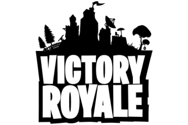 Victory Royale: A Silhouette of a Cityscape with the Game's Title