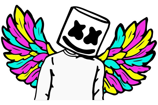 Marshmallow with Colorful Feather Wings