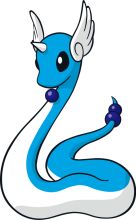 A Friendly Blue Cartoon Character with White Ears and Horns, Smiling and Waving