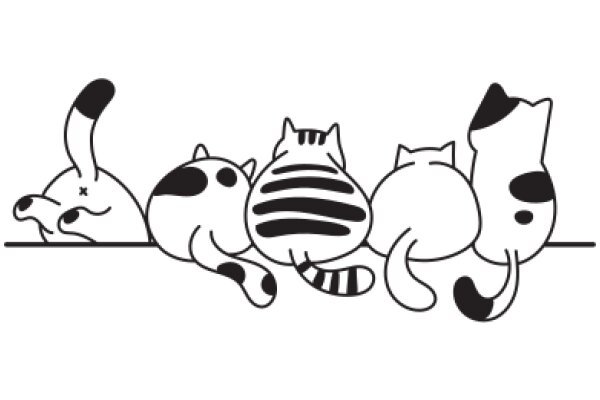 A Whimsical Lineup of Cats and Dogs