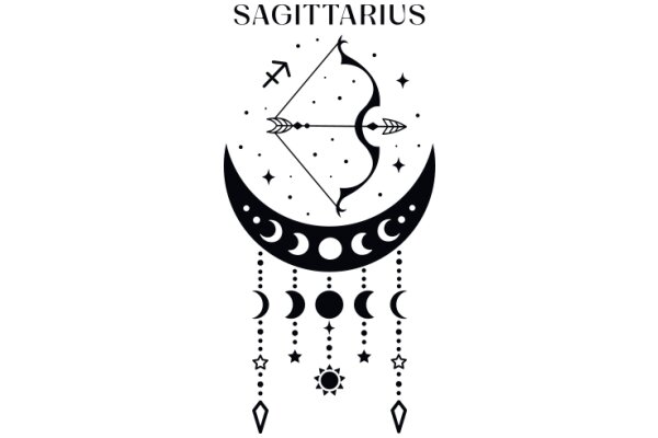 Sagittarius Zodiac Sign: A Illustration with Astrological Symbols and Stars