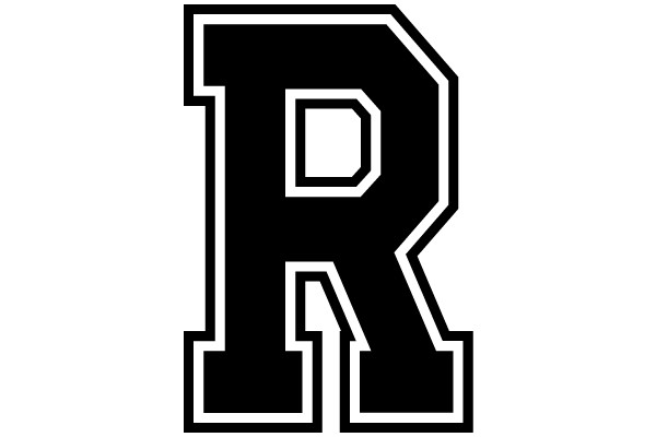 Stylized Black Letter 'R' on a White Background
