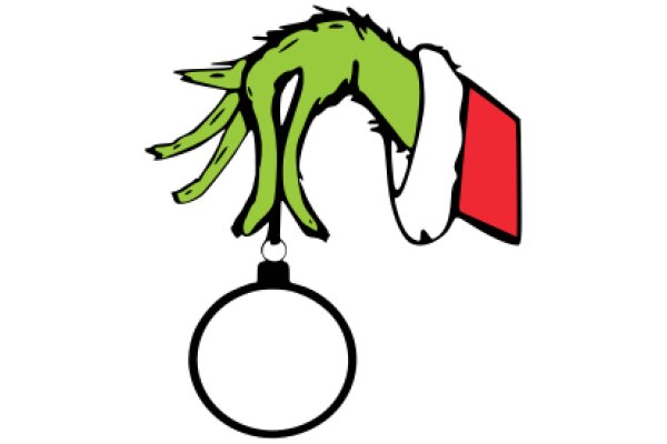 A Playful Christmas Scene with a Green Monster and a Red Gift Tag