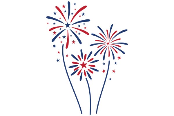 Celebratory Fireworks Illustration with Stars and Stripes