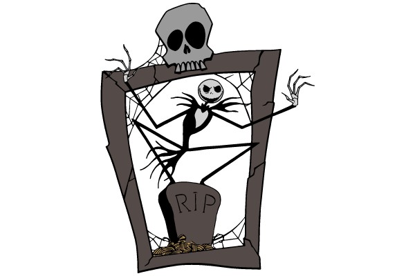 Halloween Tombstone with Skeleton Figure