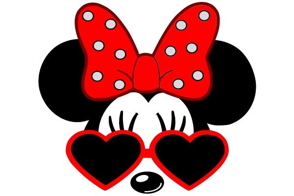 Minnie Mouse with Heart-Shaped Sunglasses and Red Bow
