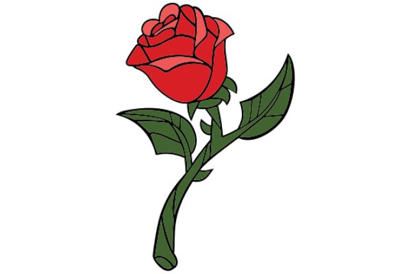 A Vibrant Rose with Green Leaves