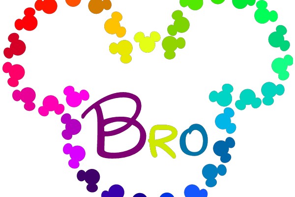 Colorful Mickey Mouse Ears with the Word 'Bro' in the Center